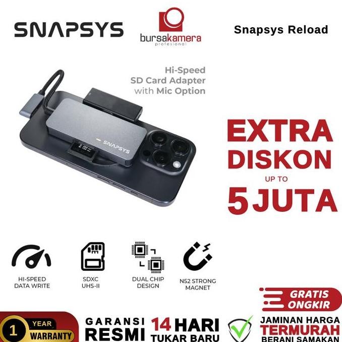 Murah Snapsys Reload - SD Card Reader For IPhone Creator High-Speed Card Reader Magsafe SD Card Read
