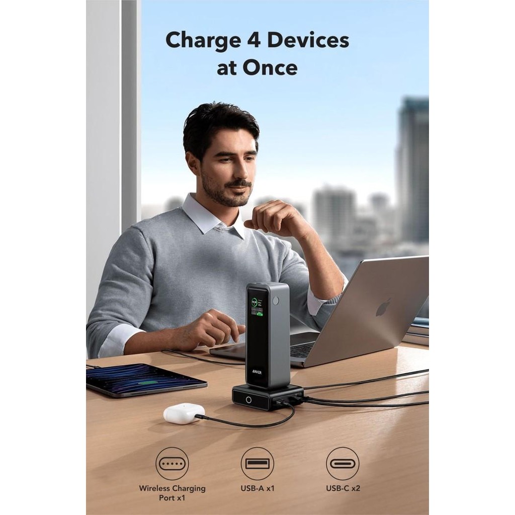 Anker 100W Wireless Charging Base 4In1 For Anker Prime Power Bank - A1902
