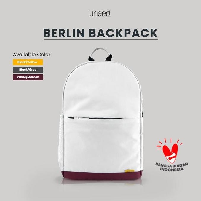 Uneed Tas Ransel Laptop Berlin Backpack - White Maroon Unb122 New Stok