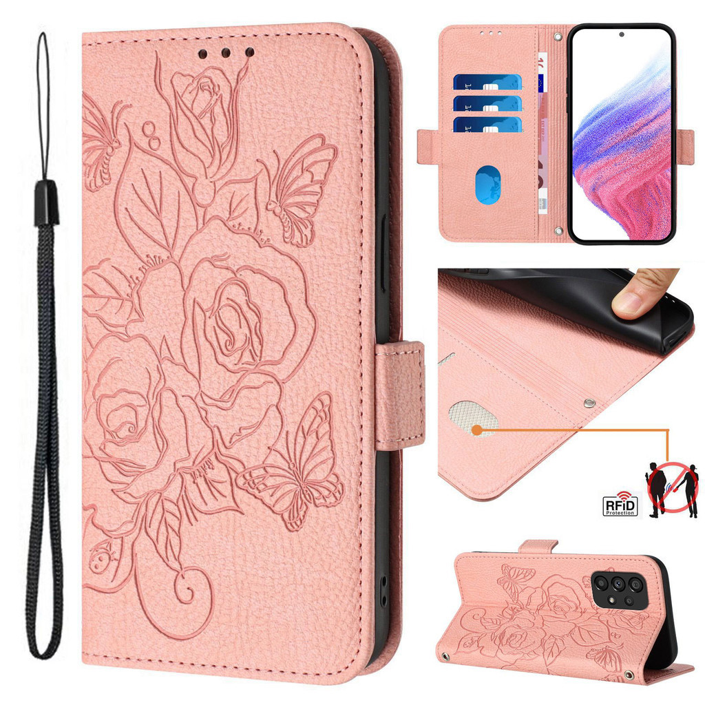 For Samsung Galaxy A23 case Luxury Wallet Card Slot Flip Rose Flower Magnetic Stand Leather Phone Ca