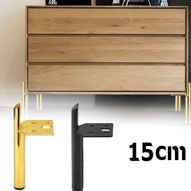 Premium 15Cm Kaki Kursi Besi Gold Kaki Sofa Gold/Hitam Minimalis  Kaki Lemari/Sofa/Furniture Kaki Ku