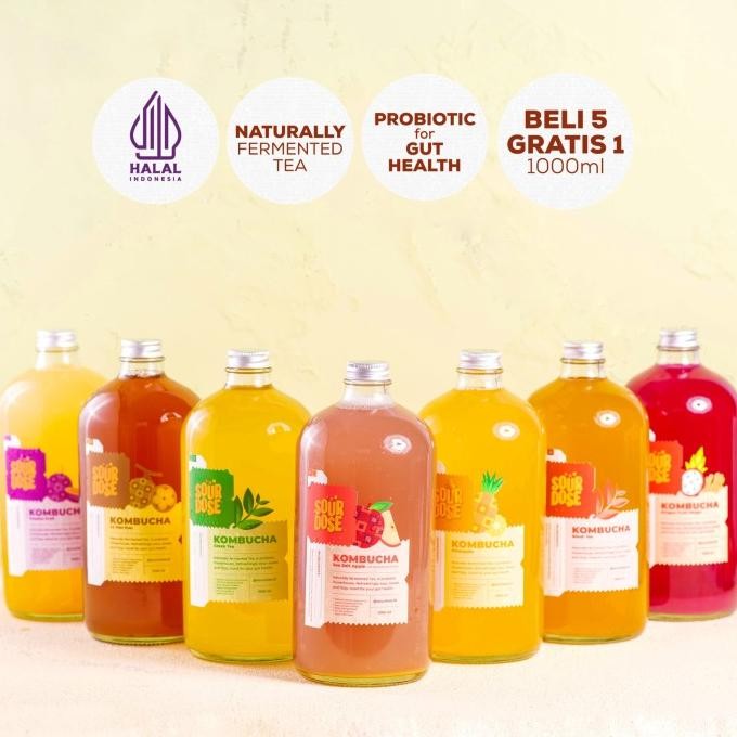 

[BELI 5 GRATIS 1] Kombucha 1000ml - 6 Bottle | by Sourdose