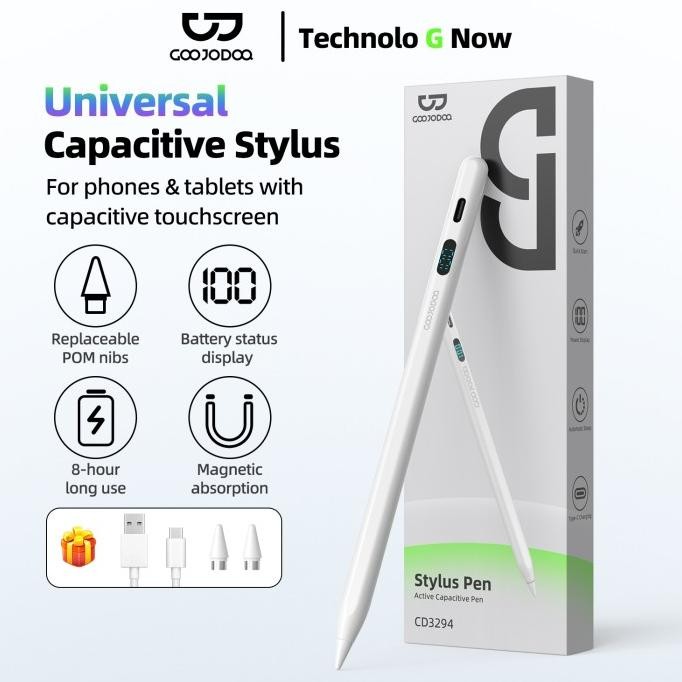 Goojodoq Gd04 Universal Capacitive Stylus Pen W/ Led Display & Magnetic Attachment For Ipad & Androi