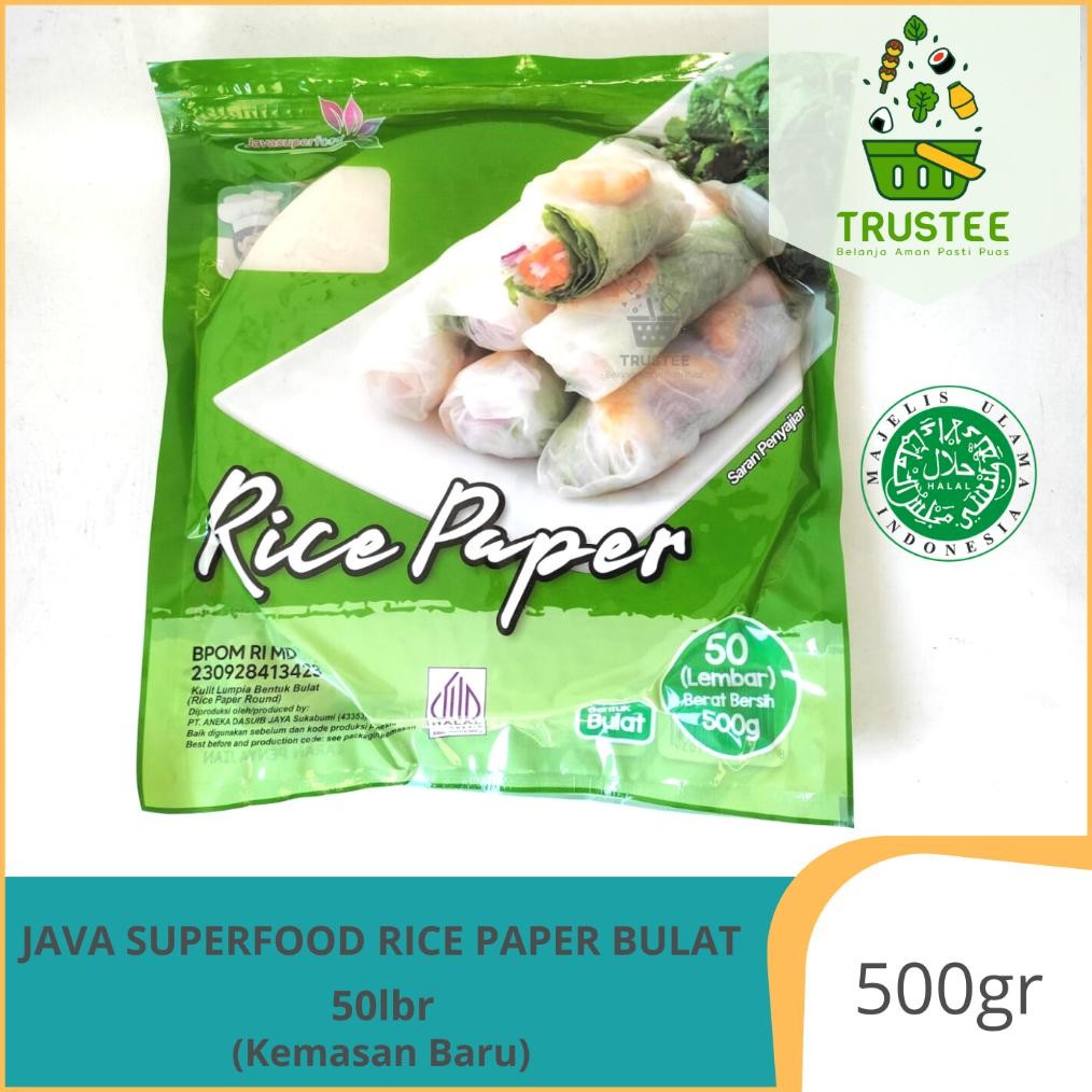 

ryu-56 COD Java Super Food Rice Paper / Kulit Lumpia Bulat 50 Lembar HALAL 500gr Viral Termurah