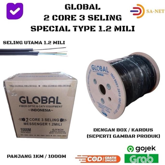 GLOBAL 2 CORE 3 SELING 1KM / 1000M - DROPCORE KABEL FO FIBER OPTIC