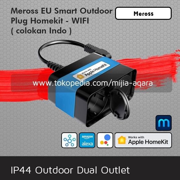 Meross Smart Outdoor Dual Plug Colokan IP44 Soket Indo Homekit - Wifi