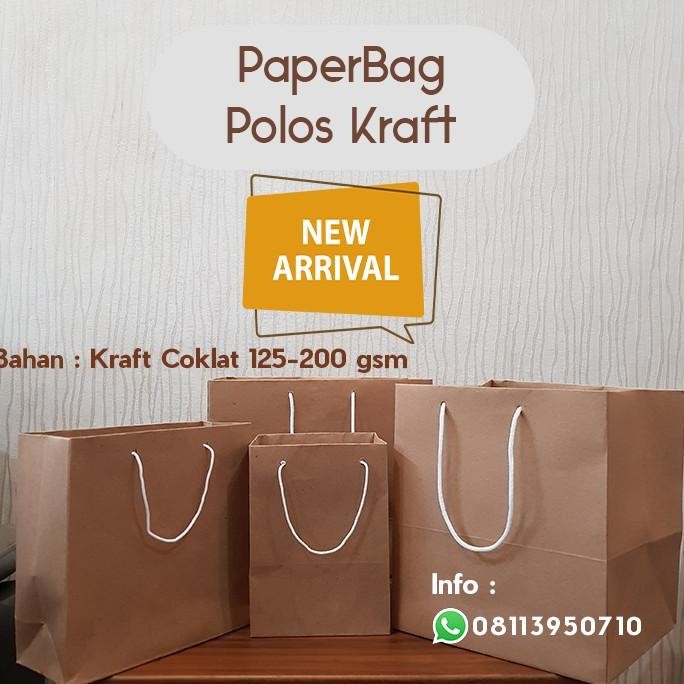 

Ew-98 [200 Gsm] Paperbag / Tas Kertas / Paper Bag Polos Kraft Kotak 22 X 21 X 25