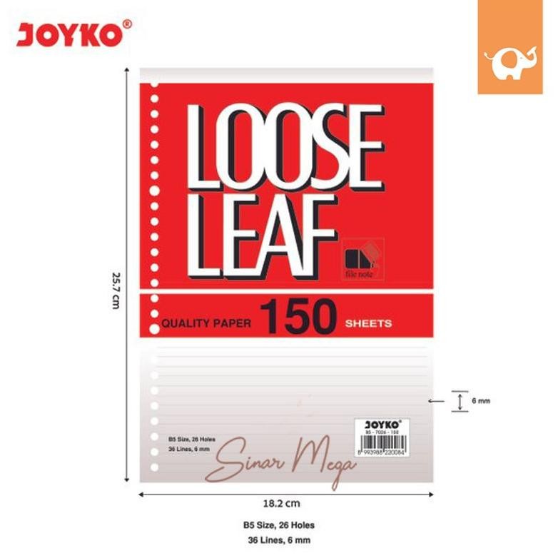 

ukd- qw-45 Joyko isi Loose Leaf B5 7026 150 sheet / Refill Binder 26 ring Berkualitas Termurah