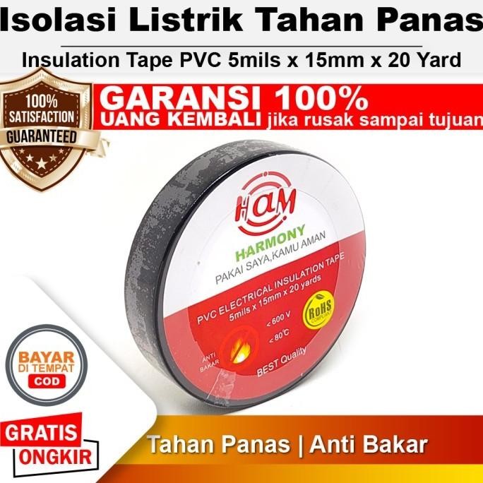 

Fg-7 Isolasi Listrik Tahan Panas Solasi Hitam Harmony Insulation Tape Pvc 5Mils X 15Mm X 20 Yard Anti Bakar