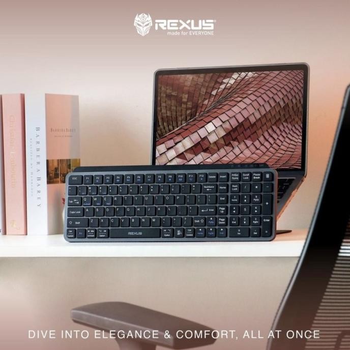 Rexus Kl100 Wireless Keyboard Dual Connection Bluetooth Dan Wireless 2.4 Ghz , Slim Design , Recharg