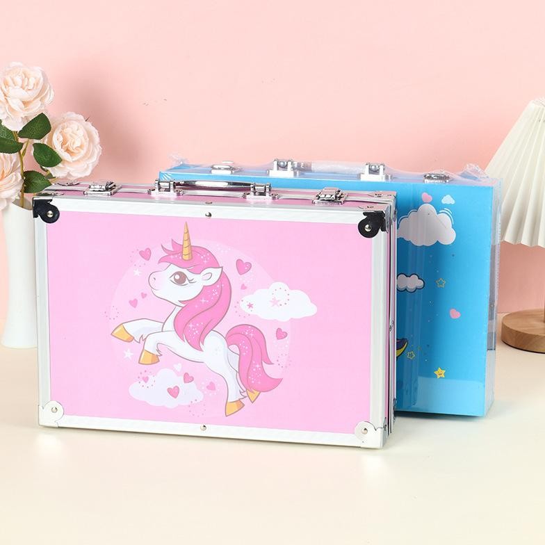 

gha-68 ii-99 WD Crayon Set 145pcs Koper Aluminium Besi Krayon Pensil Warna 145 Pcs Box Alat Lukis Anak Koper Set Terlaris Termurah