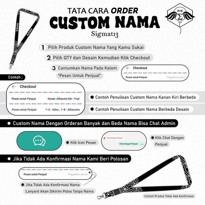 

new !!! Lanyard Custom Nama ID Card Name Tag 2 cm Double Pengait Ring Silver - Desain Grafity Series murah