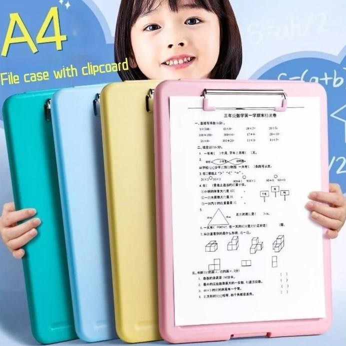 

new !!! A4 2 In1 Clipboard + Storage Alas Papan Ujian Papan Jalan Klip Kertas Ujian Clipboard Clip Board murah