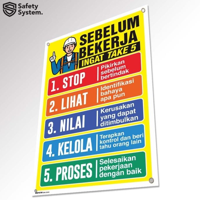 ready  Spanduk Banner K3 Safety Keselamatan Kerja Safety K3 Sebelum Bekerja Ingat Take 5 murah