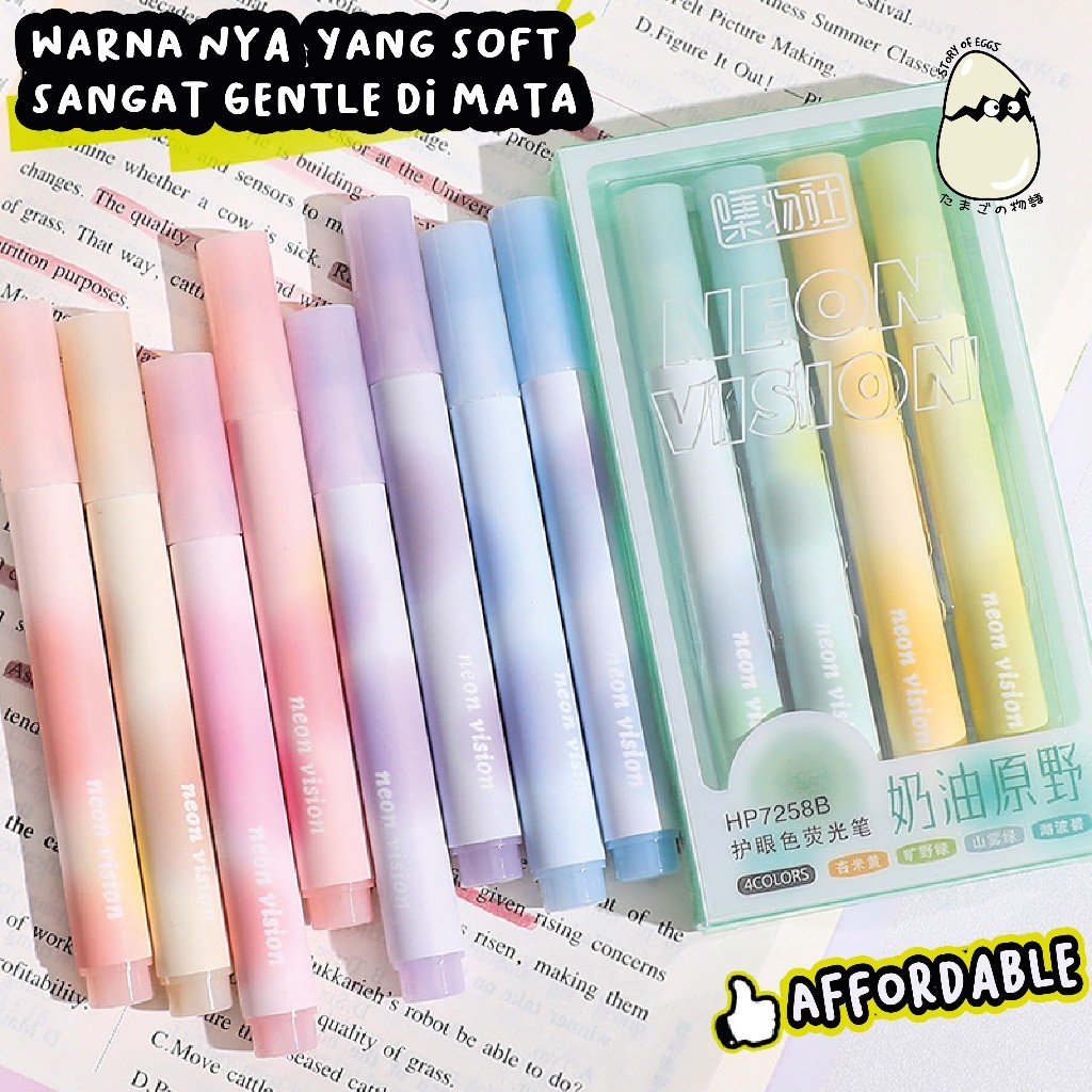 

D3W! [1SET ISI 4] Gradation Highliter Aesthetic Color l Premium Stabilo highlighter pastel marker