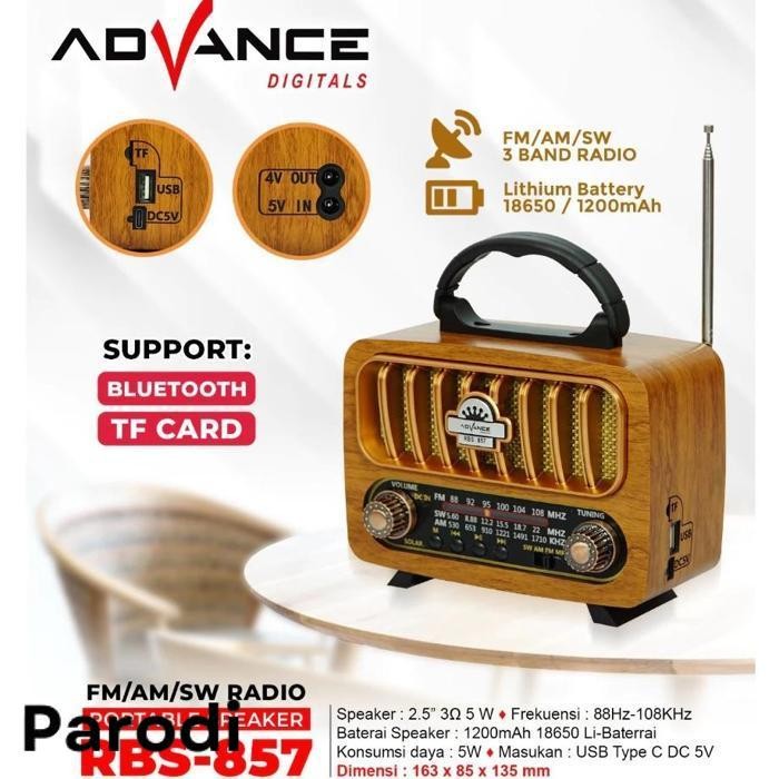 Promo Advance Rbs857 Speaker Radio Fm Bluetooth Portable Subwoofer Wireless Multimedia Super Bass Ak