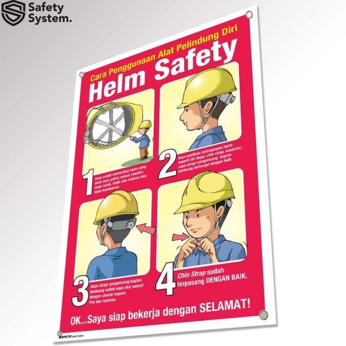 ready  Spanduk Banner K3 Safety Keselamatan Kerja Safety K3 Cara Penggunaan APD PPE - Helm Safety Pe