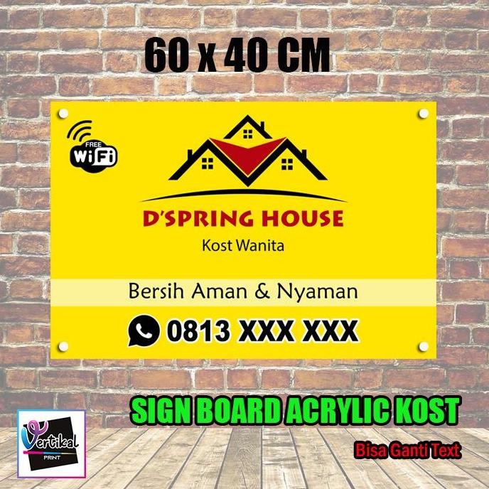 

new !!! Sign Board Stiker Akrilik 3mm Terima Kost 60x40cm dengan Pen/Baut Iklan murah