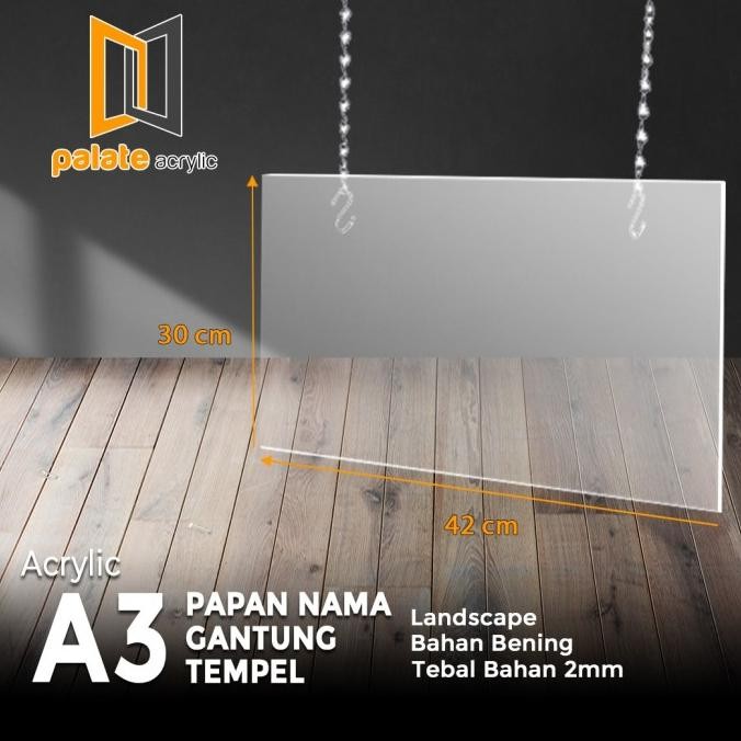 

new !!! acrylic Papan nama gantung tempel a3 tebal 2mm PREMIUM murah