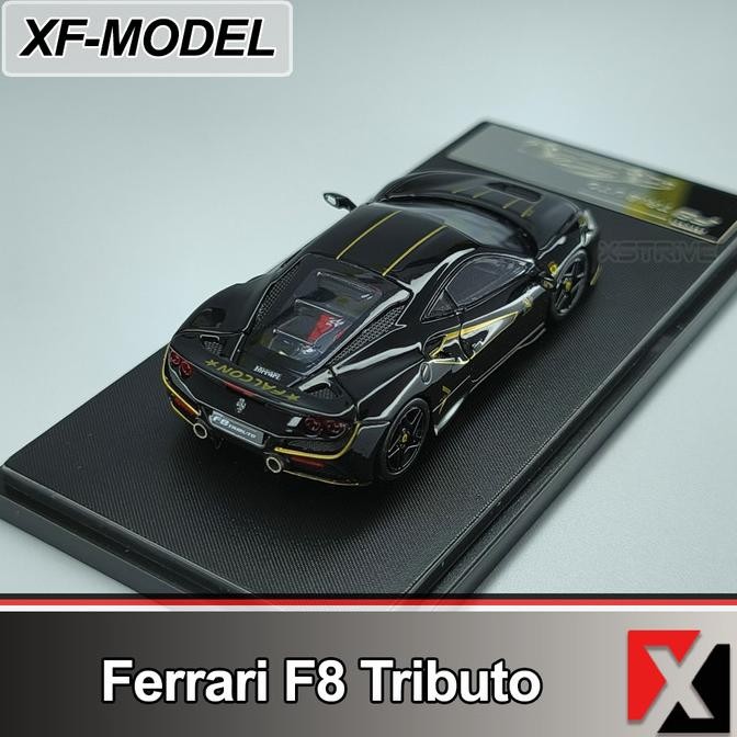 baru  XF MODEL 1:64 Ferrari F8 Tributo Black with Gold Stripe murah