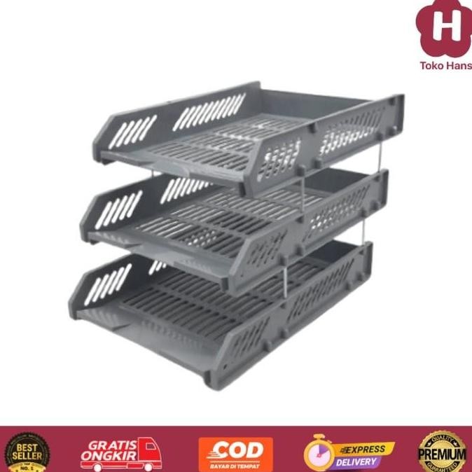 

new !!! File Tray Rak Penyimpan File 3 Tingkat Rak Susun File Plastik HIPS murah