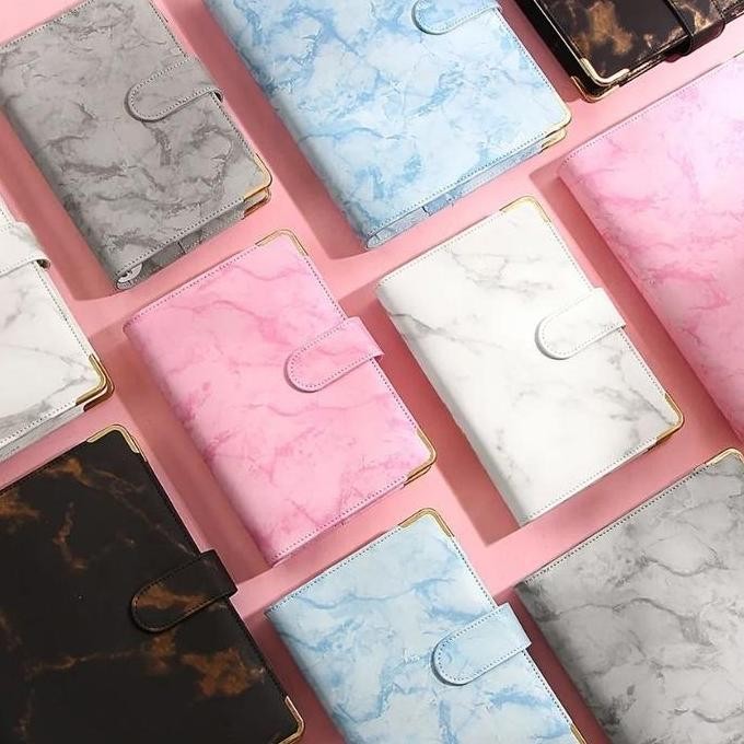 

new !!! A6 Binder Kulit Motif Marmer Luxury 6 Ring murah