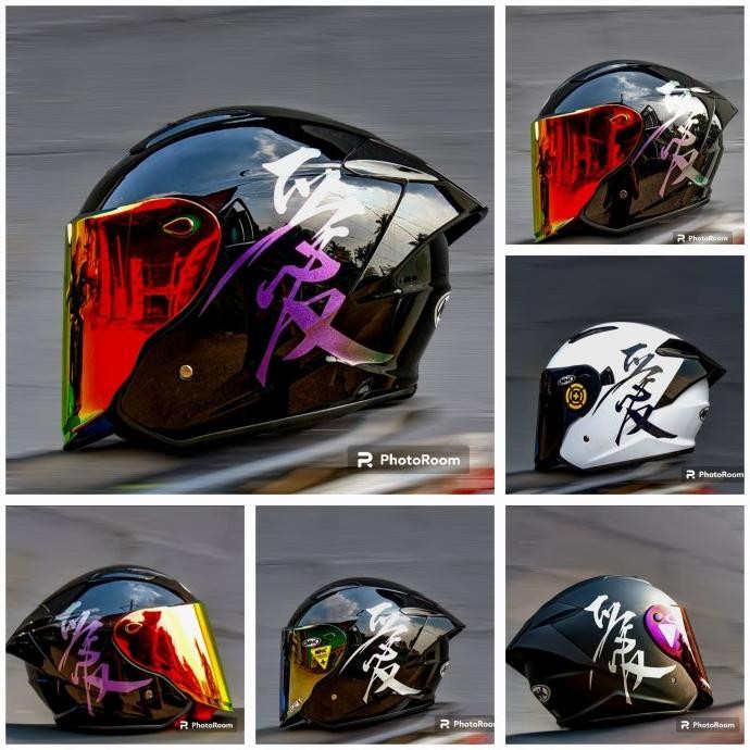 HELM NHK R1 MAX KANJI PAKET GANTENG VENOM VISOR, DAPAT 2 KACA