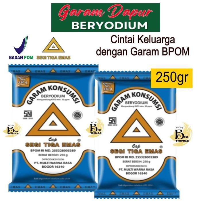 

Garam Halus Dapur Masak Segitiga Emas 250 Gram Halal Sni Bpom Original