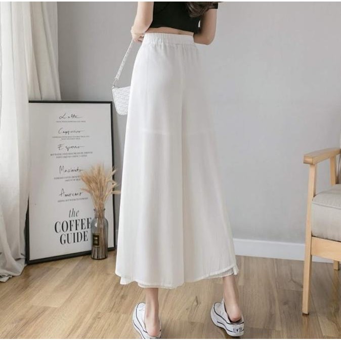 CELANA PANJANG SIFON GAYA KOREA STICE PANTS CELANA KULOT DOBEL LAYER