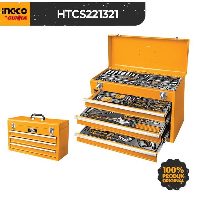 132-PCS MECHANICAL TOOLS CHEST SET (18KG) INGCO HTCS221321 PAKET BOX KOTAK BESI ALAT PERKAKAS TOOLKI