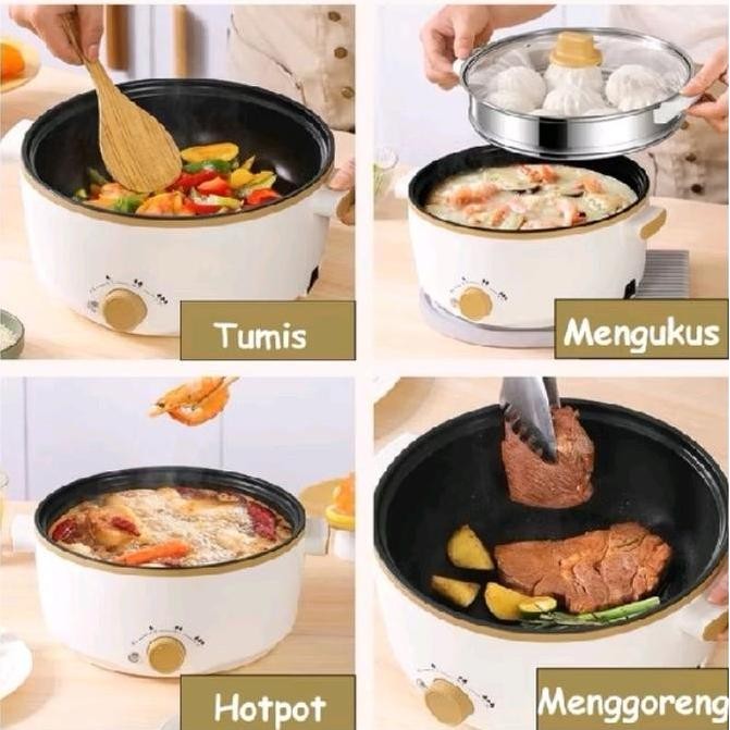 panci listrik jumbo 3 liter besar serbaguna multifungsi dengan kukusan low wat streamer