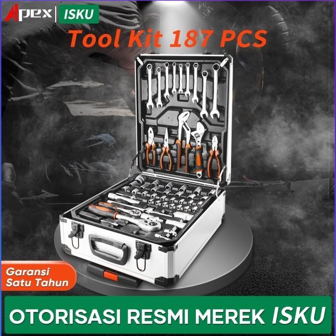 ISKU TOOLKIT SET 82/187 PCS /KUNCI SHOCK SET/TOOL BOX PERKAKAS BENGKEL SET/KUNCI BENGKEL MOTOR KOMPL