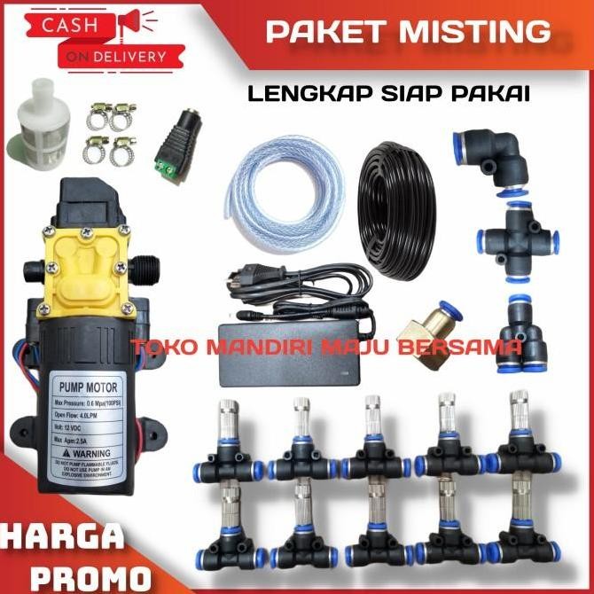 Paket Misting 10 Titik Nozzle Pompa Dc 12V / Mist Sprayer Kabut Walet - Mist-Sk-0.5-10T New Stok