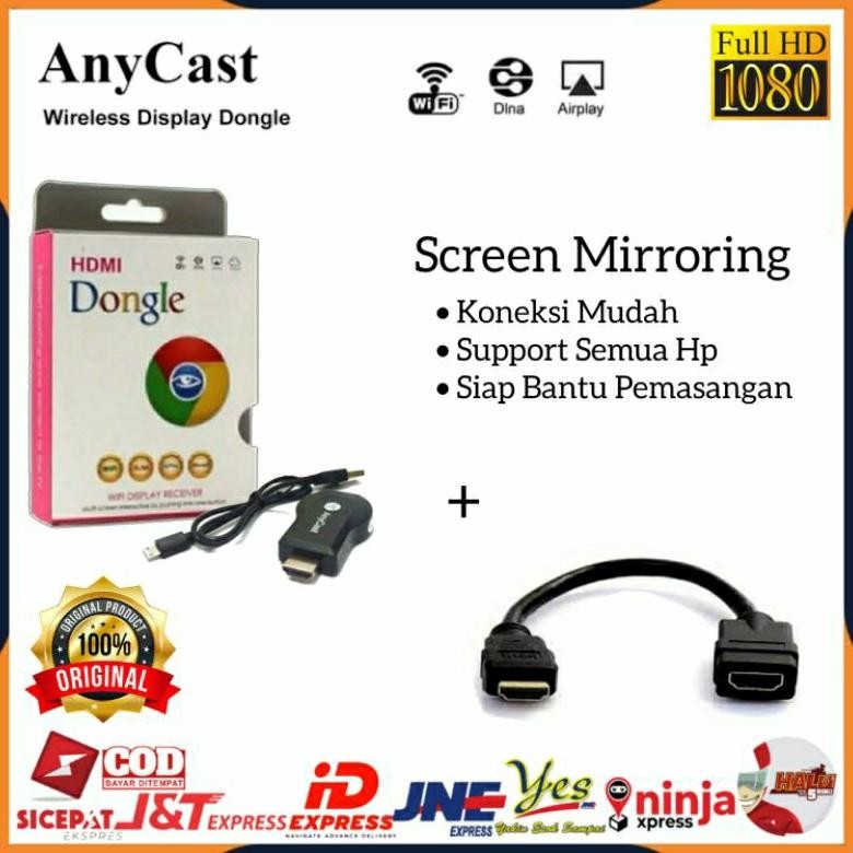 WAGI [COD] ANYCAST DONGLE SCREEN MIRRORING / ALAT PENYAMBUNG HP KE TV + SAMBUNGAN KABEL HDTV EXTENSI