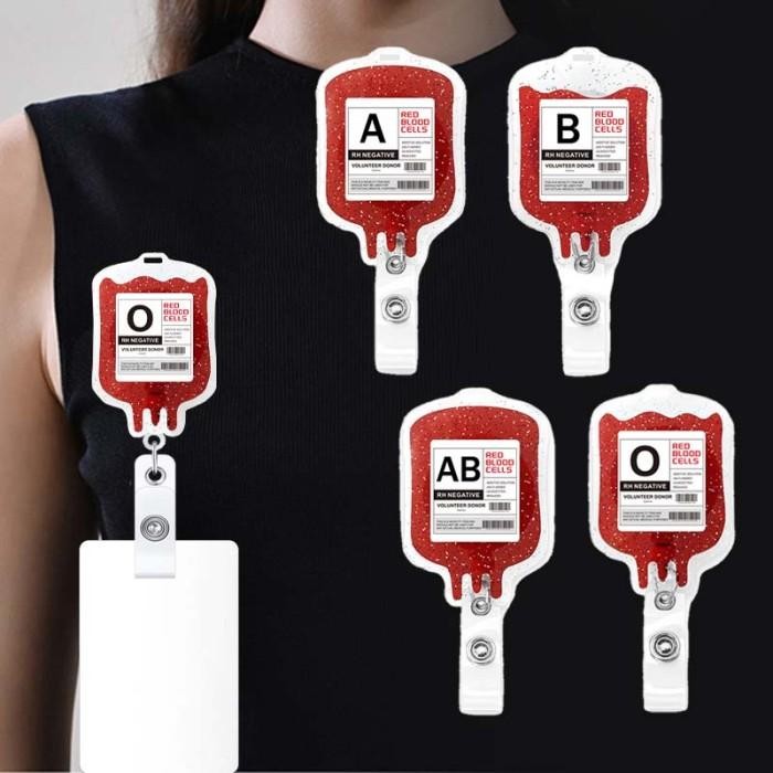 

Id Card Dokter Menyenangkan Badge Reel Acrylic Glitter Blood Type Bag Crocodile Clip Untuk Doctor/Nurse Work