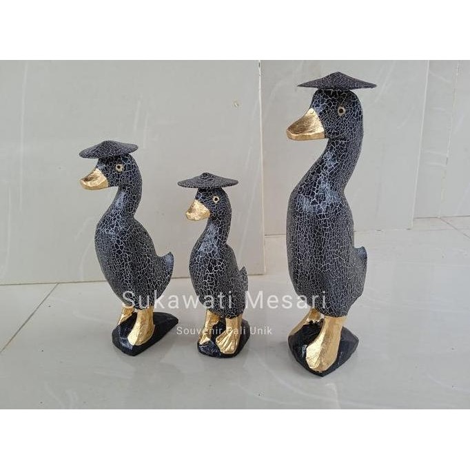 ] Dekorasi Rumah Hiasan Patung Pajangan Bebek Kayu 1 Paket isi 3Pcs Handmade Kerajinan Khas Bali Ana