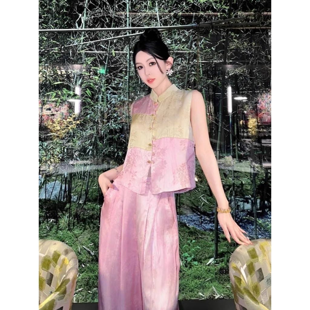 Setelan Gaya Klasik Wanita, Baju Gaya Tiongkok Baru Modis Musim Panas