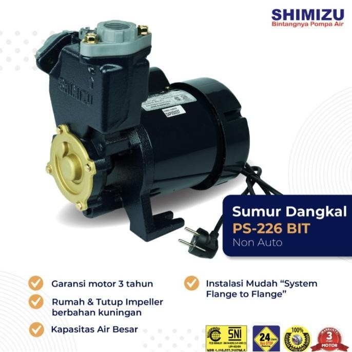BEBAS ONGKIR - Pompa Sumur Dangkal Shimizu PS 226 BIT / Pompa Air Shimizu PS 226 BIT / JUAL POMPA SH