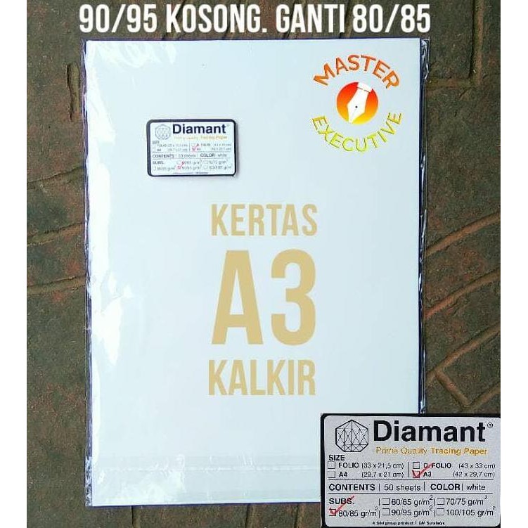 

BEBAS ONGKIR - Diamant Kertas Kalkir A3 / Prima Quality Tracing Paper 90/95 gr/m2