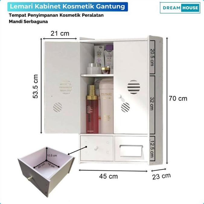 Terlaris Lemari Kabinet Tempat Kosmetik Gantung Dinding Laci Penyimpanan Kamar / Kamar Mandi Serbagu