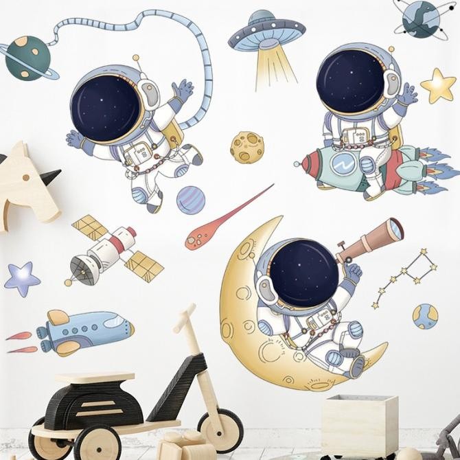 SALE WALL STIKER DINDING MOTIF ASTRONOT DAN MACAM PESAWAT LUAR ANGKASA