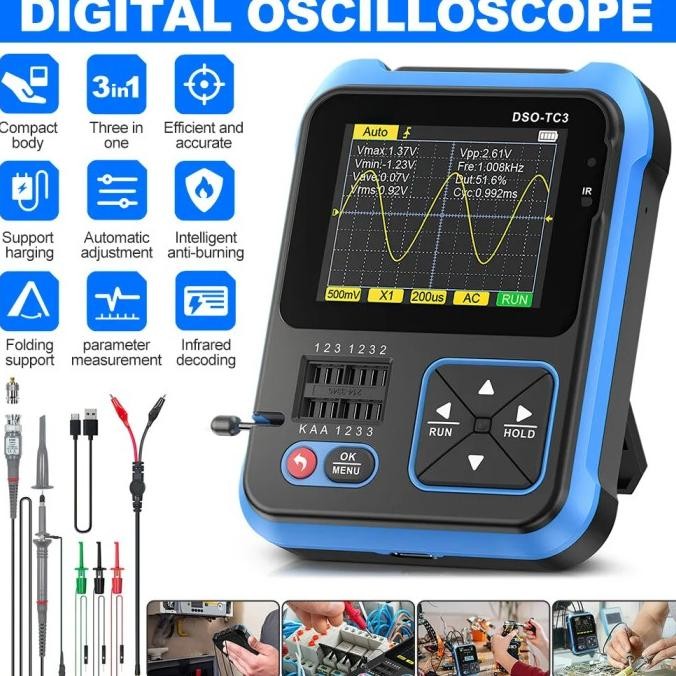 ready Osiloskop Digital Oscilloscope Mini Handheld FNIRSI DSO-TC3