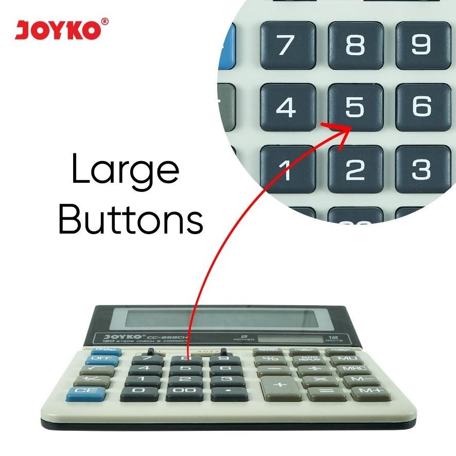 

NI06 uk-12 JOYKO CALCULATOR/KALKULATOR CC-868CH 12 DIGITS CHECK CORRECT AUTO REPLAY Terlaris Hemat