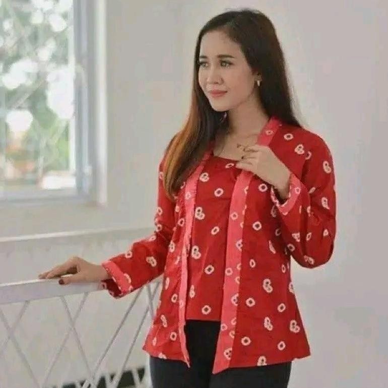 Batik Kebaya Kutubaru Jumputan Wanita Size Jumbo Solo Cod