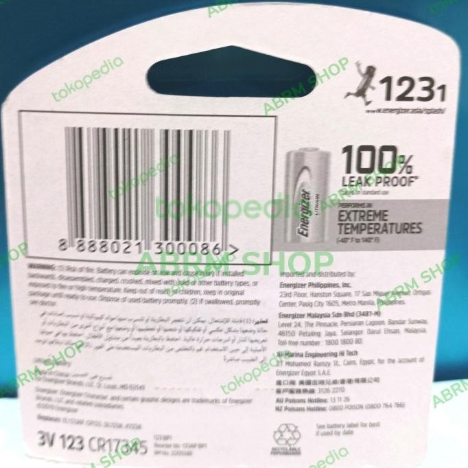 ready ENERGIZER 123 CR123 CR123A 3V LITHIUM BATRE LITHIUM 3V CR123 ENERGIZER