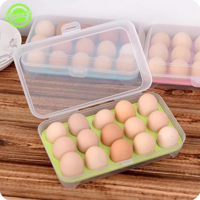 

Terlaris Tempat Telur 15 Lubang Sekat Kotak Box Organizer Telor
