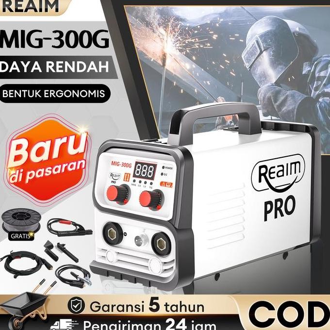 Reaim Mesin Las Mig Listrik Trafo Las Welding Inverter Las Tanpa Gas Travo Inverter Mig 300G Mesin L