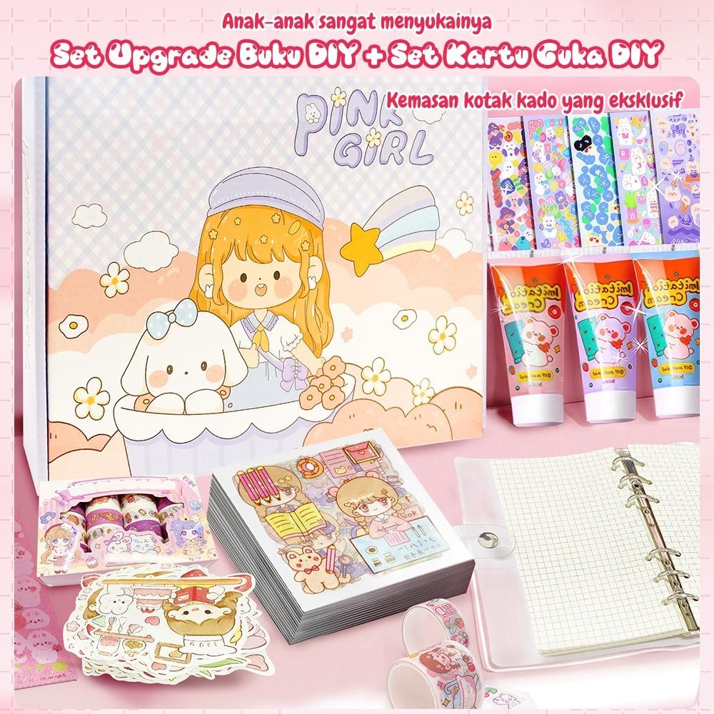 

Tatajoy 2-In-1 Journal Kit Diy Sticker Book Cute Stiker Buku Handbook Sticker Jurnal Notebook Guka Set Stiker Mainan Anak Perempuan
