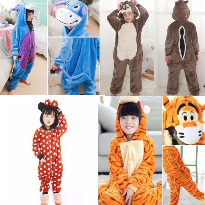 New KOSTUM ONESIE COSPLAY DISNEY KIGURUMI TIGGER STITCH ANAK