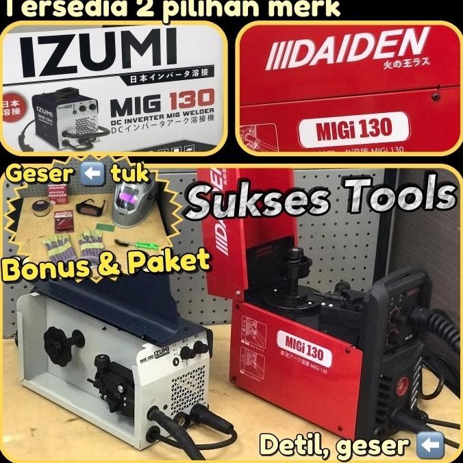 Mesin Las Izumi Daiden Mig 130 Mig130 Mma Tig Flux Mig Co Tanpa Gas New Stok